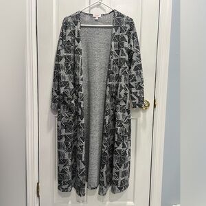 LULAROE Sarah Gray Black Open Front Cardigan Duster Sweater SIZE SMALL PreLoved